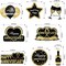 16Pcs Happy Wedding Anniversary Hanging Swirls Decorations (Black Gold) 9"L x 7"W